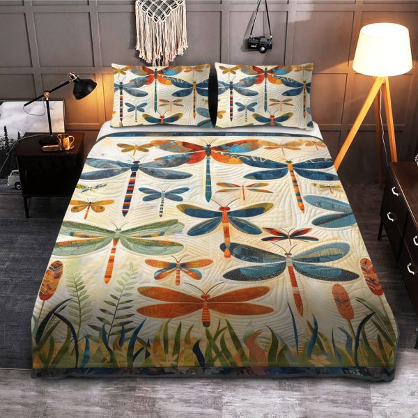 Personalized Gifts For Dragonfly Lovers Quilt Bed Set Colorful Dragonfly For Cheap