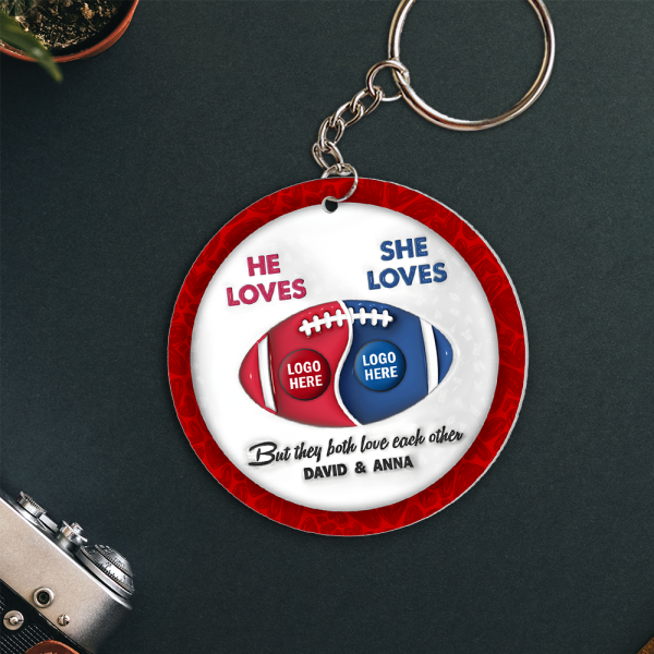 Personalized Gifts For American Football-loving Couple Keychain 05hupu230125 Online now - Image 4